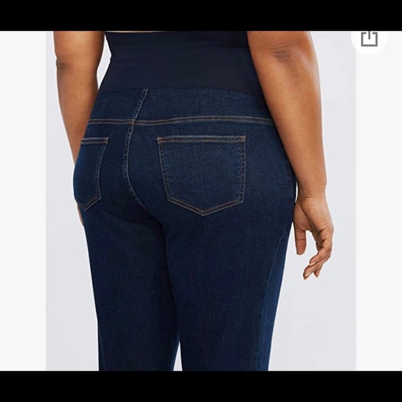 Maternity Jeans Motherhood 2 Indigo Blue Dark Denim Rugged Cut … - Picture 2 of 5
